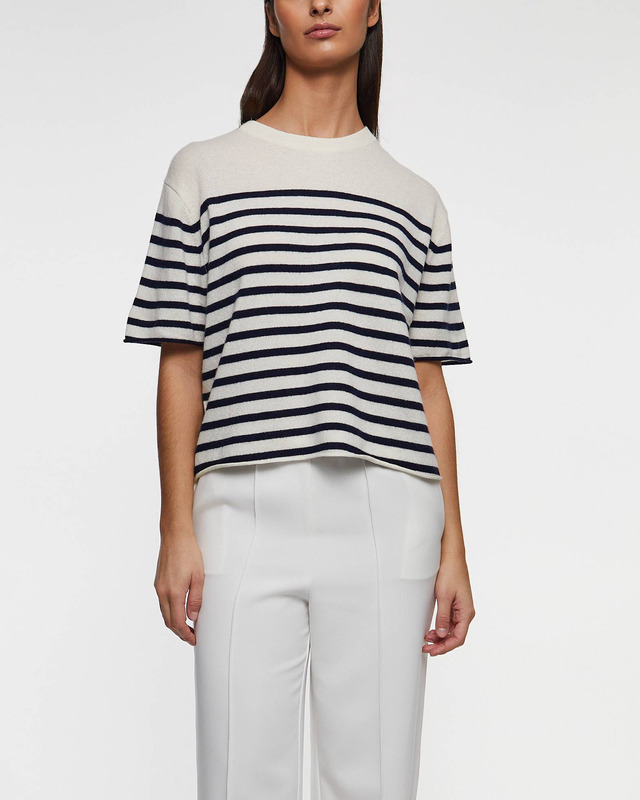 LISA YANG T-Shirt Cila Stripe Cashmere Blå/vit 2 (M-L)