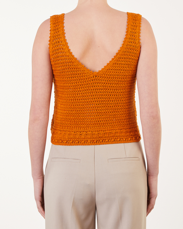 Vince Topp Crochet Square NK Tank Orange S