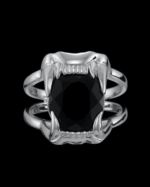 Ring Jaw Stone  Silver/svart 1