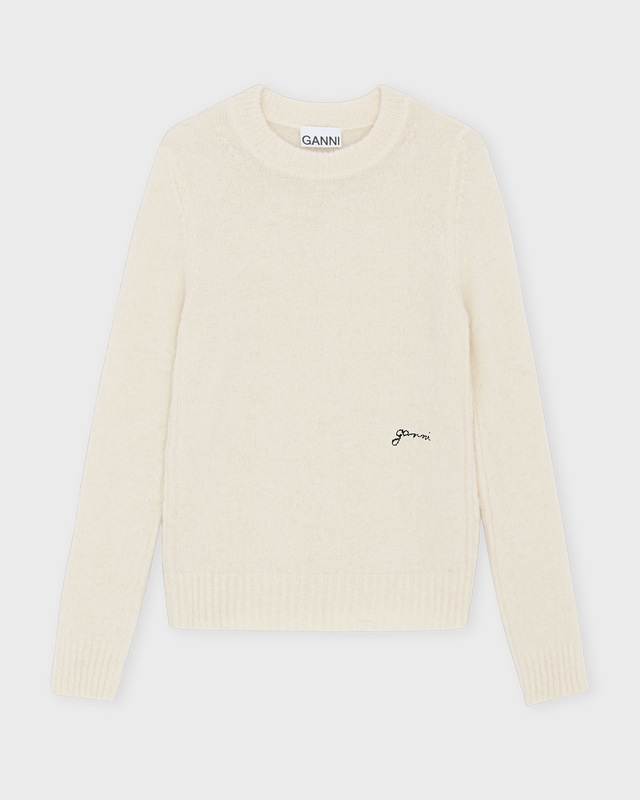 GANNI Tröja Brushed Alpaca O-Neck Egret L