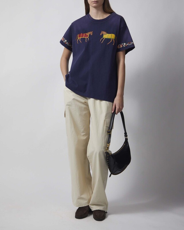 Found T-shirt Embroidered Unisex Horse Equine Navy XS