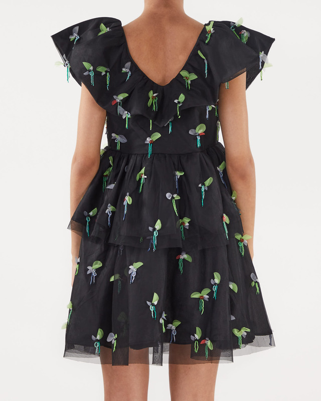 Ganni Embellised Mesh Mini Dress Svart 36