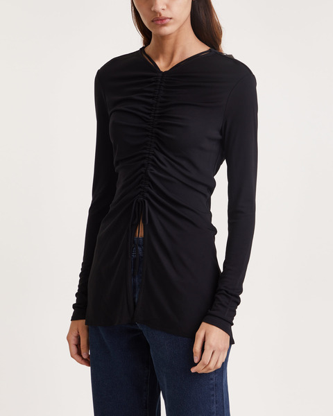 Topp Matte Crepe Long Sleeve Svart 1