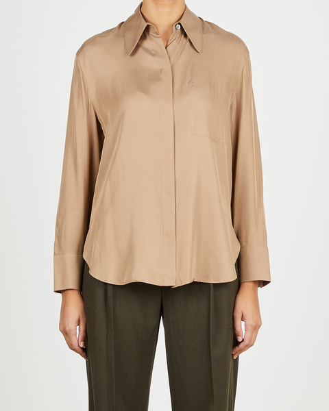 Blus Relaxed L/S Button Down Brun 1