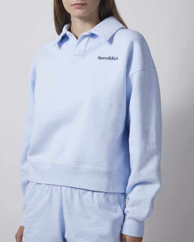 Sporty & Rich Poloskjorte Serif Logo Embroidered Light Blue L