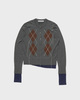Acne Studios Cardigan Double-Layered Argyle Mørkegrå M