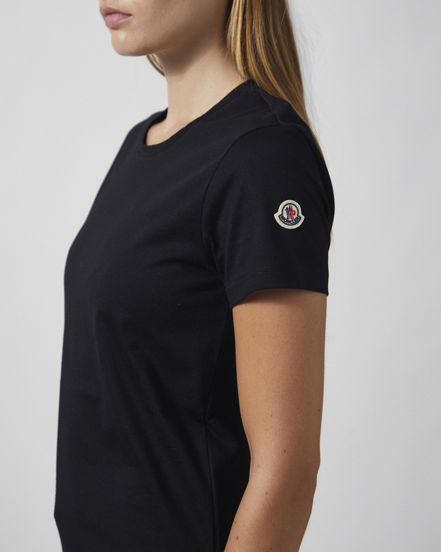 Moncler T-shirt Logo Patch Cotton Jersey Svart S