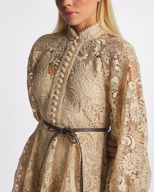 Zimmermann Dress Waverly Lace Mini Taupe 0 (XS-S)