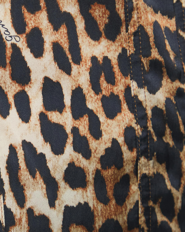 Ganni Printed Satin Shirt Leopard 38