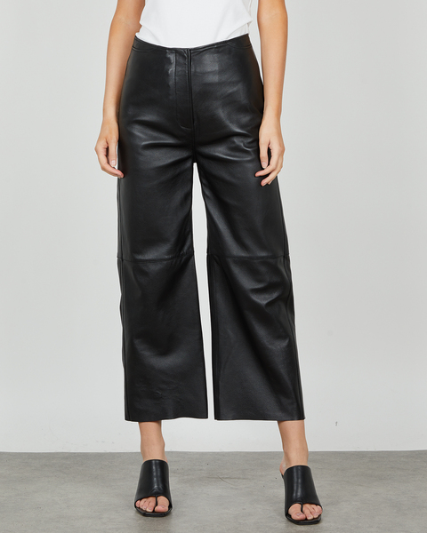 Leather Trousers Wide Svart 1