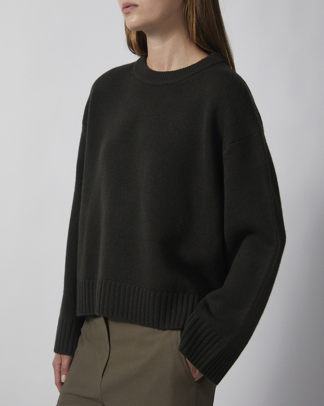 Wakakuu Icons Striktrøje Cashmere Wool R-neck Dark Green L
