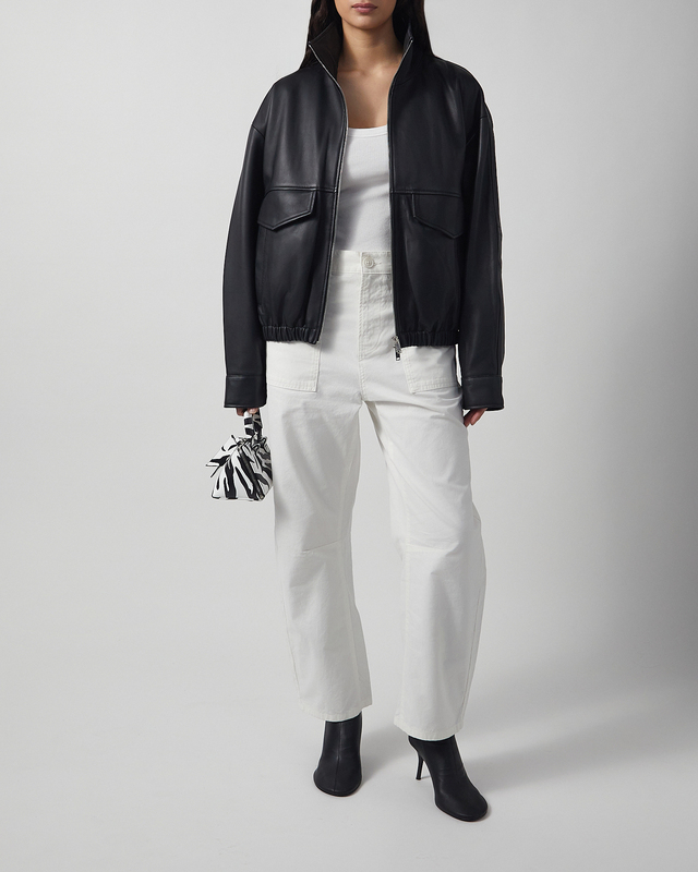 Wakakuu Icons Jacket Leather Funnel Neck Black L