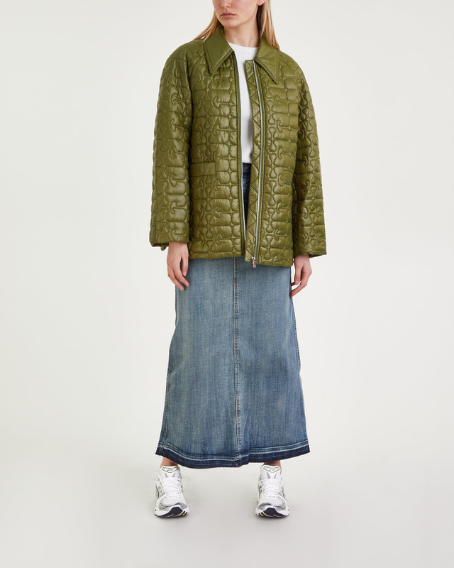 Ganni Jacket Shiny Quilt  Green 34