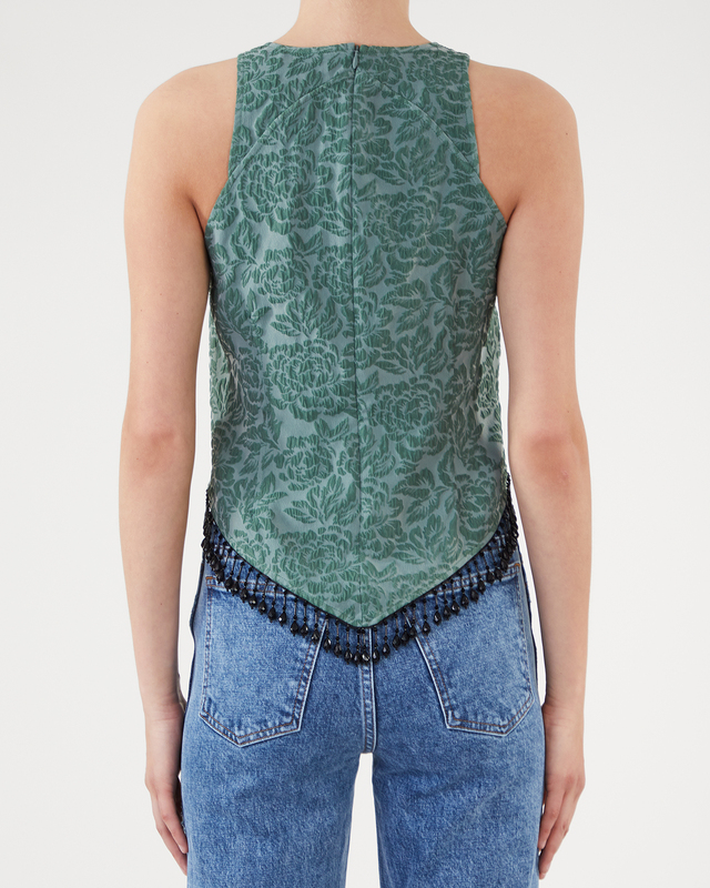 Ganni Jacquard Organza Bead Top Grön 40