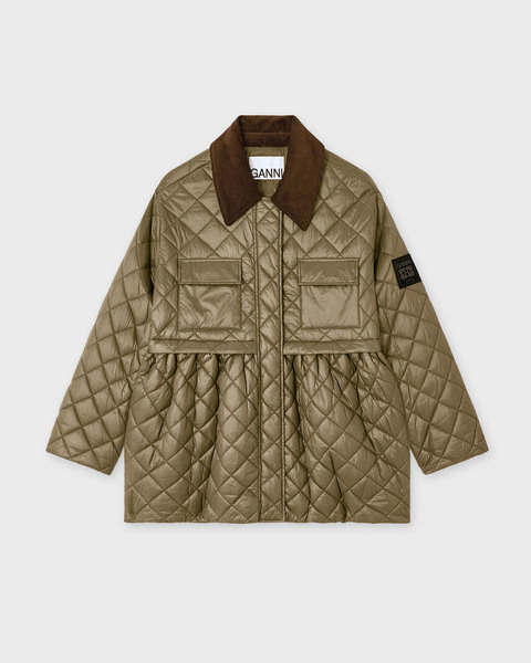 Jacka Shiny Quilt Midi Mörkgrön 1