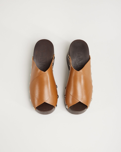 Sandal Retro Peep Toe Wood Brown 2