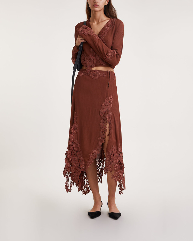 Brown lace skirt deals
