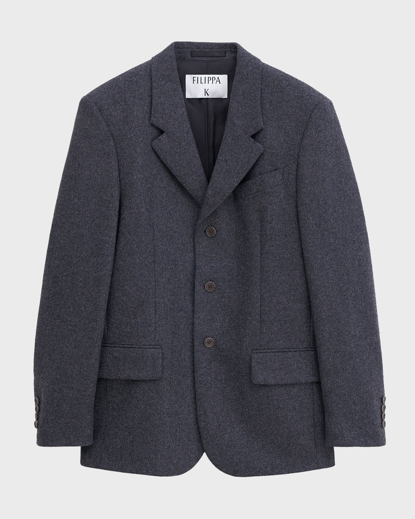 Filippa K Straight Tailored Flannel Blazer  Dark grey 36