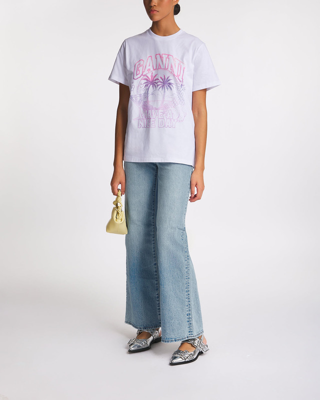 Ganni T-shirt Jersey Coctail  White M