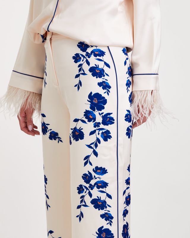 Malina Trousers Haven wide print Vit/blå S