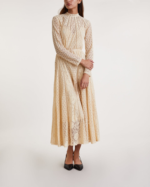 Dress Luminosity Lace Panelled Midi Creme 1