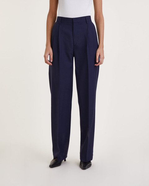 Trousers Pleated Tailored Navy 1
