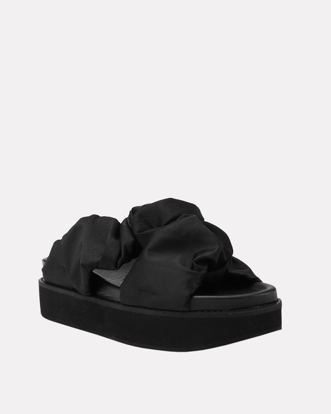 Shoe Low Flatform Ruched Sandal Black 1