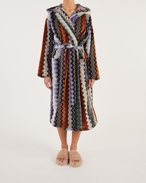 Adam Hooded Bathrobe 160  Brun/blå/grå 3 1