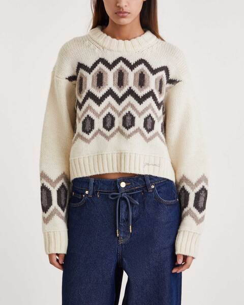 Tröja Chunky Graphic Wool Cropped O-neck Egret 1