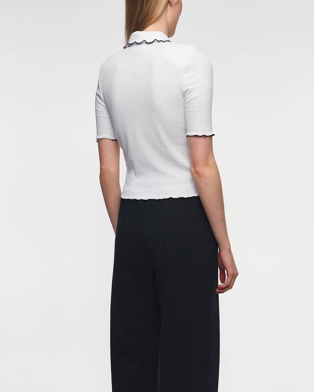 ROTATE Birger Christensen Topp Rib Polo Vit XS