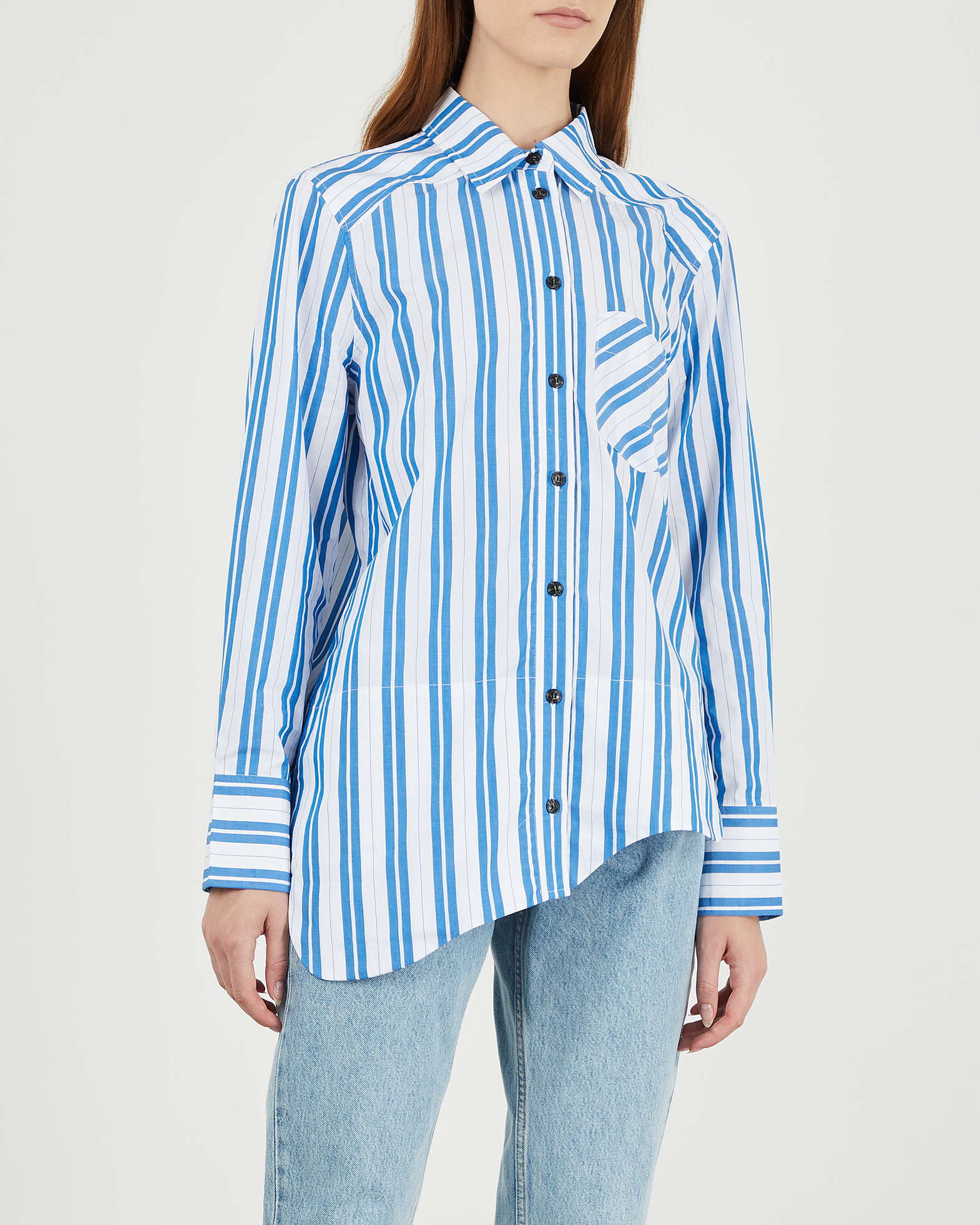 ganni green striped shirt