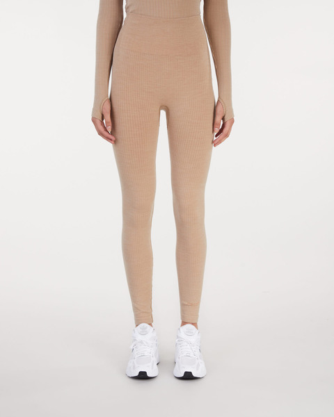 Tights Wool Rib High Waist Sand 1