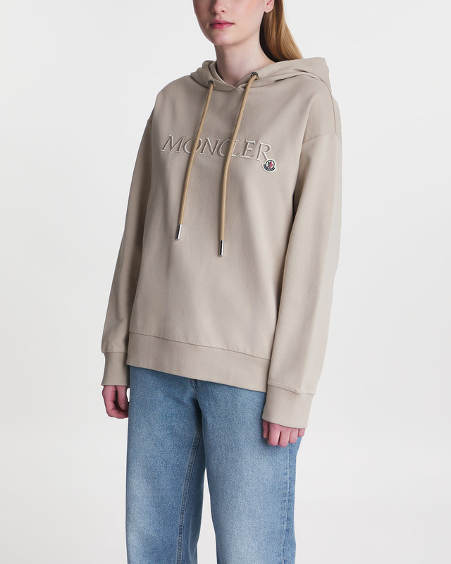 Moncler Sweater Hoodie Logo Beige L