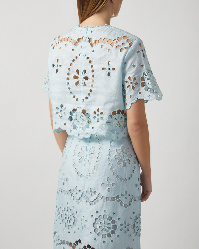 Zimmermann Blouse Awaken Embroidered Bodice Mint 0 (XS-S)