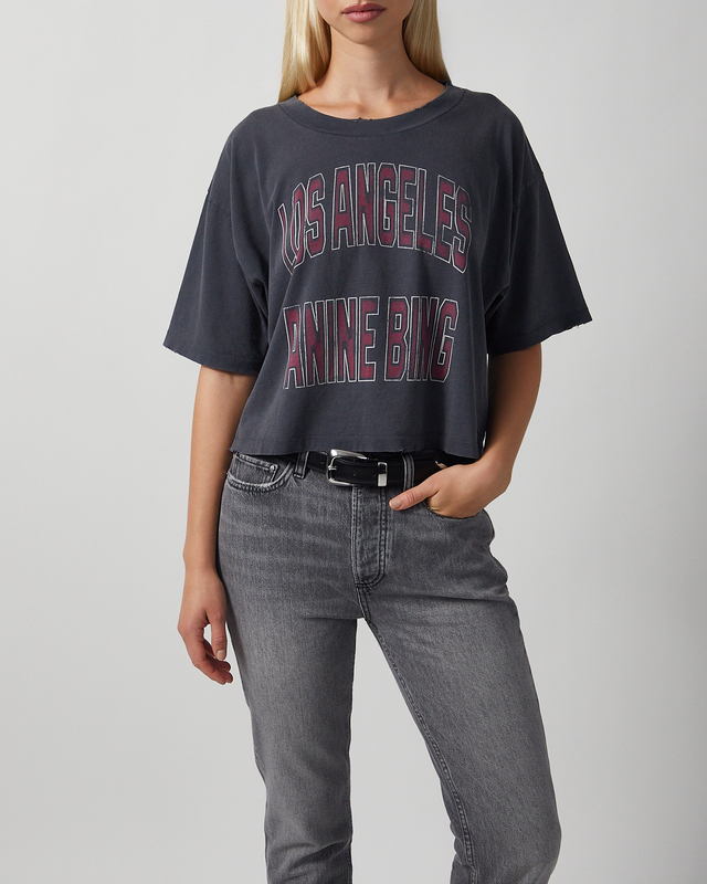 Anine Bing T-shirt Johnny Cropped  Washed black XS
