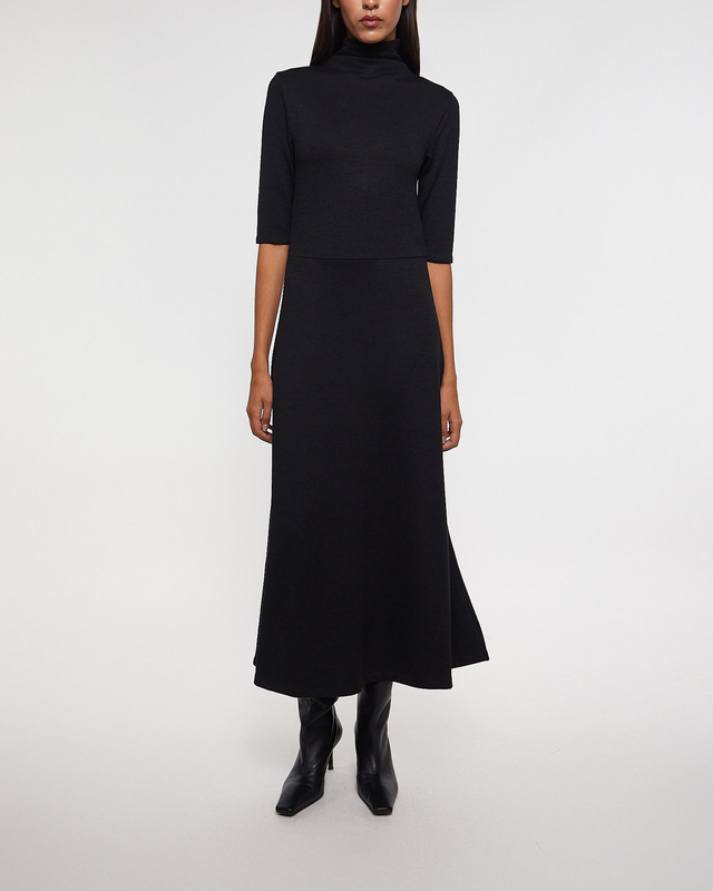 Vince Dress Elbow-Sleeve Turtleneck Black L