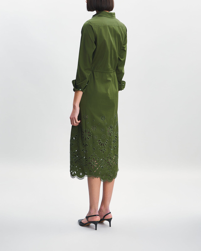 Polo Ralph Lauren Klänning Eyelet Embroidered Cotton Olivgrön US 10 (EUR 42)