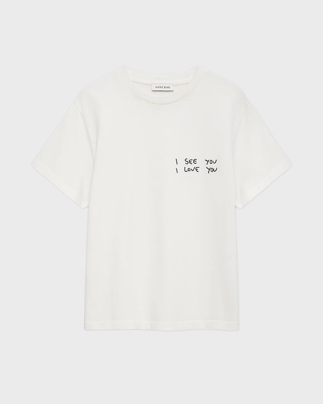 Anine Bing T-skjorte Shelley I See You I Love You Light yellow XS