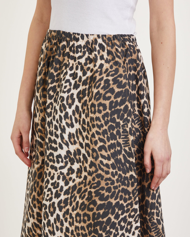 Ganni Skirt Printed Cotton Elasticated  Leopard 34