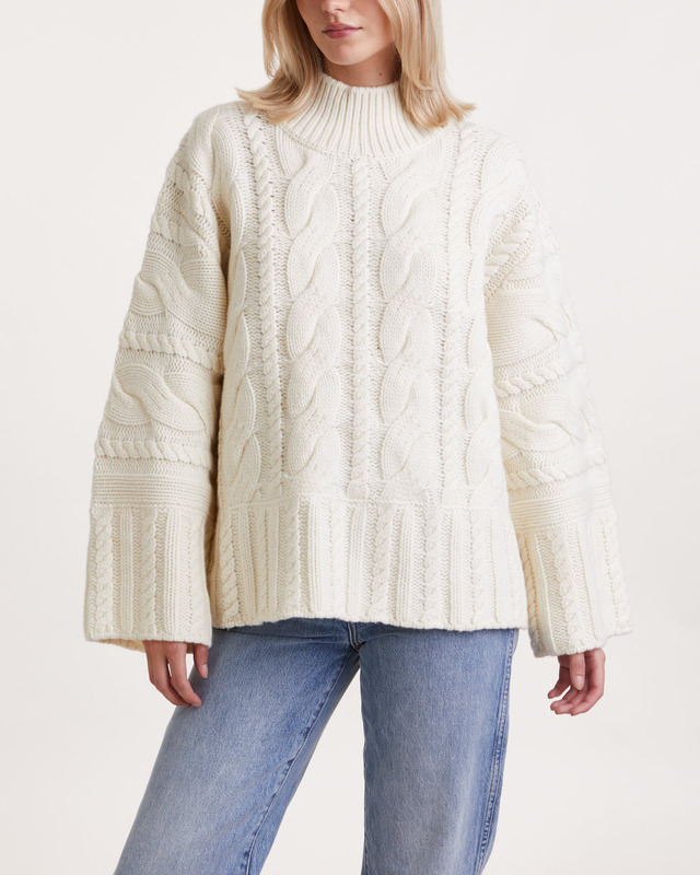 Dagmar Tröja Cable Knit  Vit XS