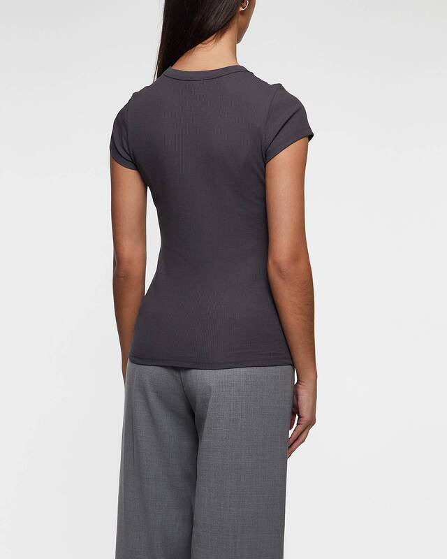 Filippa K T-shirt Fine Rib Tee Charcoal XL