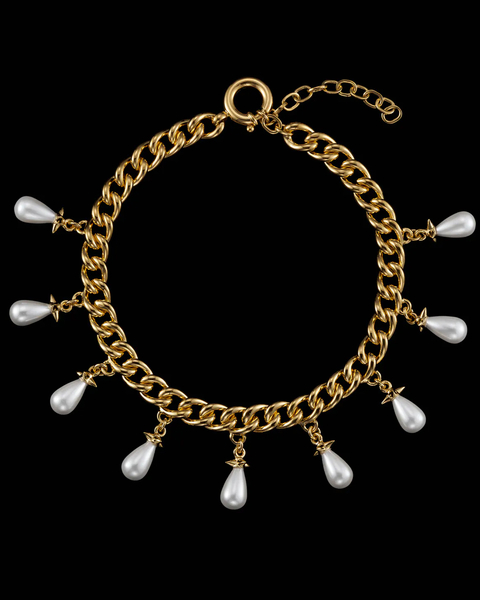 Halsband Chunky Chain Pearls  Guld ONESIZE 1