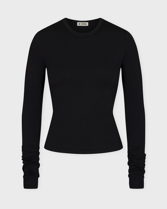 Éterne Topp Fitted Crewneck Long Sleeve Svart S