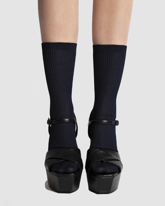 Strumpor Mrs Mini Ribbed Navy 39-41