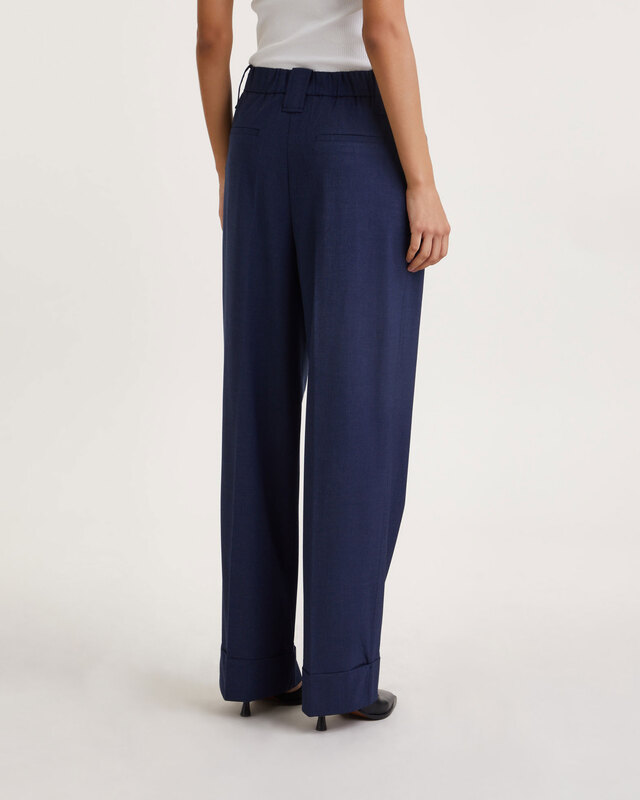 Ganni Byxor Drapey Melange High Waist  Sky captain 38
