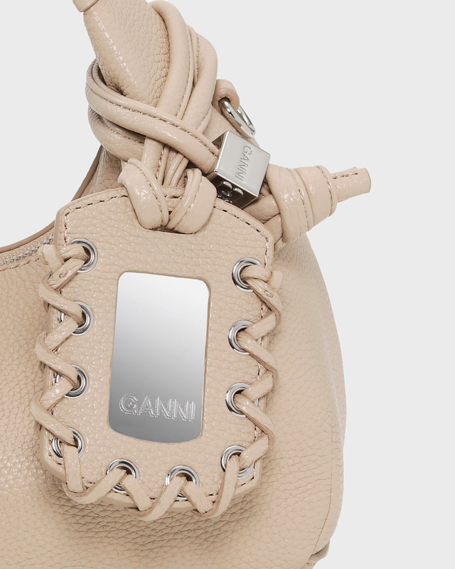 Ganni Bag Hobo Mini Grained White ONESIZE