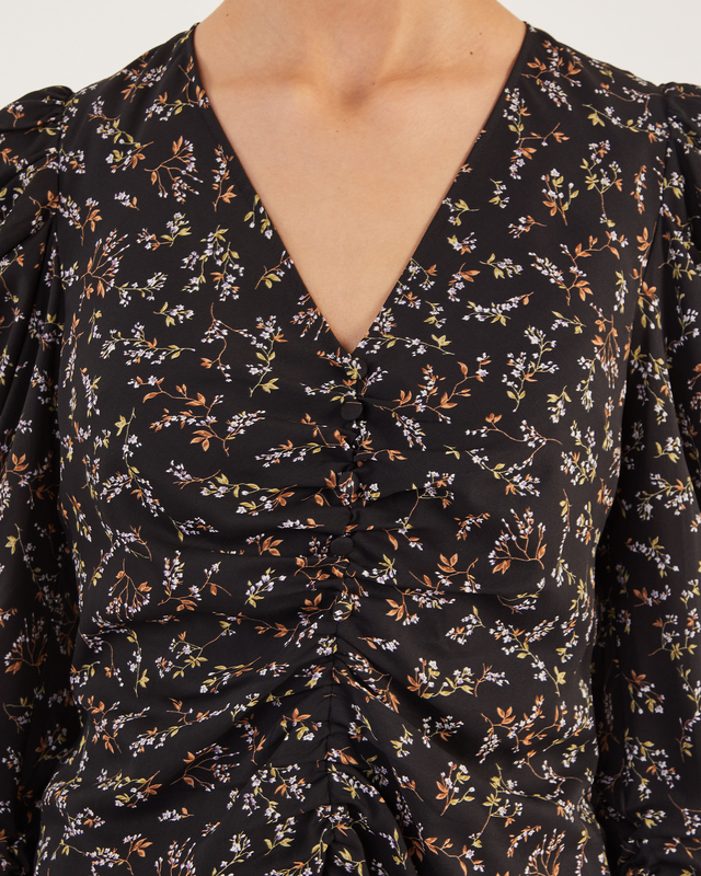 Wakakuu Icons Blouse Printed Puff Sleeve  Svart S