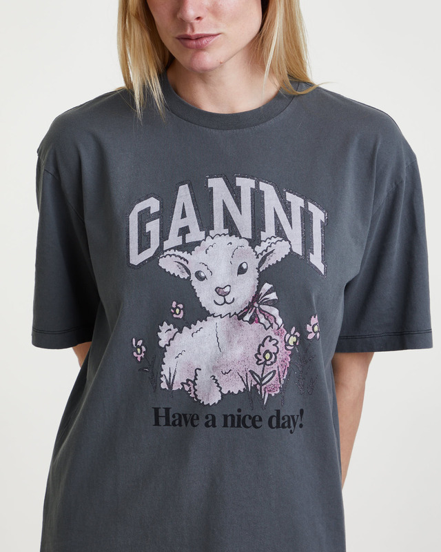 Ganni T-Shirt Future Heavy Jersey Lamb Grå XL