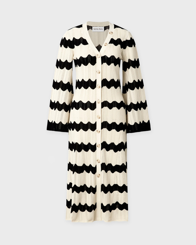 Malina Dress Isobel Wide Sleeve Knitted Midi Black M