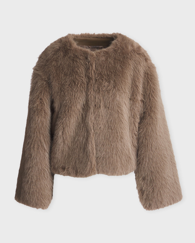 Wakakuu Icons Jacket New York Faux Fur Taupe L